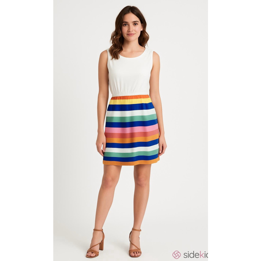 Jude Connally Striped Colorblock Dress Sleveless Small Designer Stretch Beach